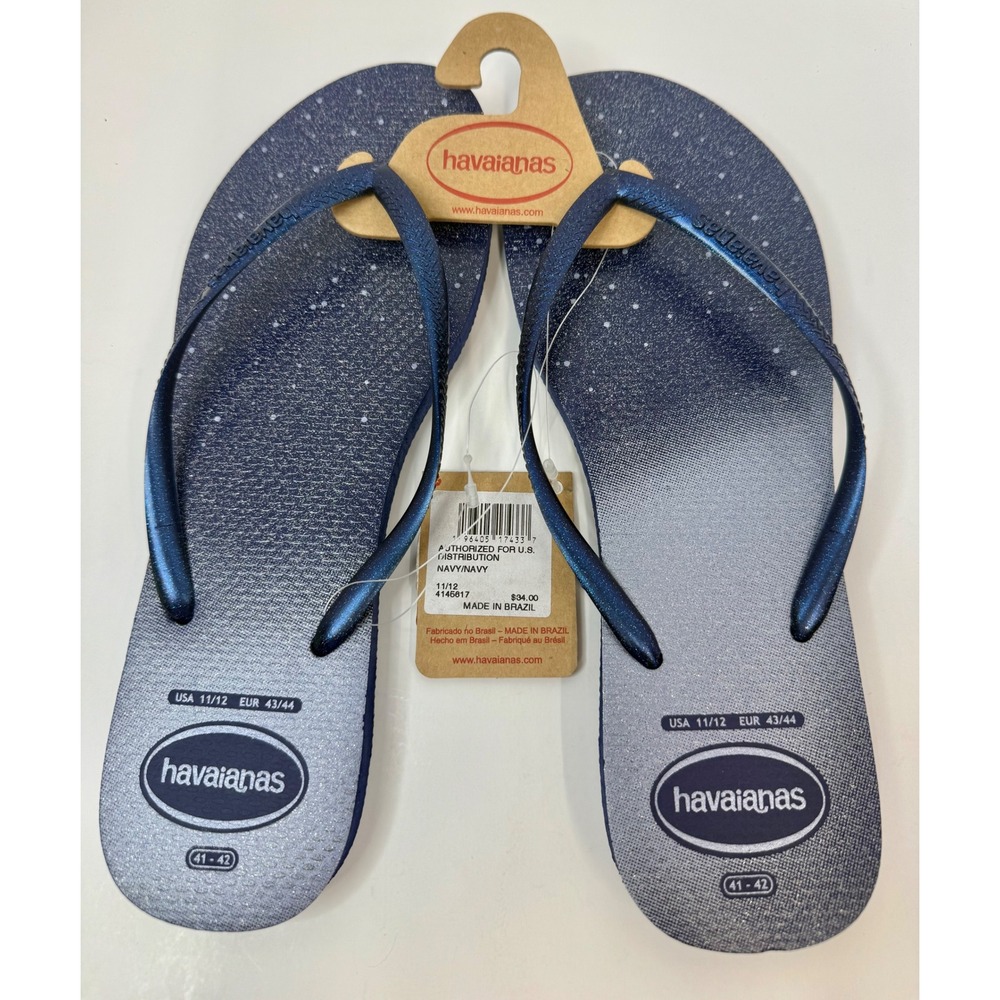 Havaianas Slim Flip Flop Navy Sandals Size 11/12 Women